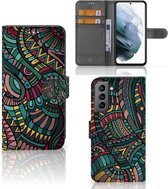 GSM Hoesje Geschikt voor Samsung Galaxy S21 FE Flip Case Aztec