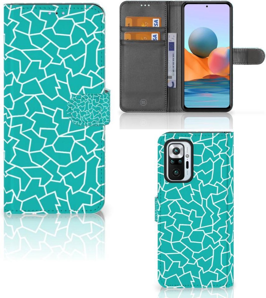 Boekhoesje voor Xiaomi Redmi Note 10 Pro Hoesje Cracks Blue