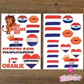 GetGlitterBaby - Plak Tattoos WK Voetbal 2022 / Tijdelijke Tattoo Stickers / Nep Tatoeage / Rood Wit Blauw Oranje Gezicht en Lichaam Schmink Versiering - Nederland / Nederlandse Vl