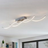 Lindby - LED plafondlamp- met dimmer - 1licht - aluminium, metaal, kunststof - H: 9 cm - mat nikkel, wit - Inclusief lichtbron