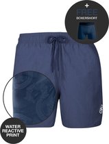 Muchachomalo - Zwembroek Heren  - Incl. Boxershort - Water react - blauw - L