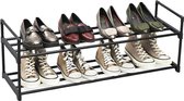schoenenrek met 2 niveaus, metalen schoenenrek voor maximaal 10 paar schoenen, schoenenopberger voor woonkamer, gang en kleedkamer, 92 x 30 x 33 cm, zwart LSA12BK