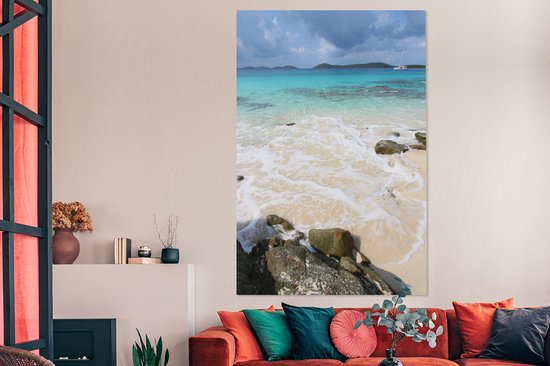 Les îles sombres à l'horizon du Parc National des Iles Vierges Toile 120x180 cm - Tirage photo sur Toile (Décoration murale salon / chambre) XXL / Groot format!