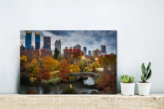 Central Park New York avec un ciel nuageux 30x20 cm - petit - Tirage photo sur toile (Décoration murale salon / chambre)