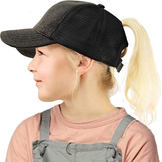 Glitter Meisjes pet zwart (5-12 jaar) - Petje kind - kinderpet - zomer cap - zonnehoed - baseballcap
