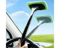 Auto Raamtrekker-Raamwisser auto met microvezeldoek-Auto Wasbare Borstel- autoruit wissen-Auto Window Cleaner Lange Handvat-Ruitenwisser Cleaner Doek