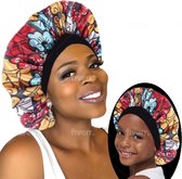 FRESHCOUPES Silky Mommy & Me Bonnet Set - Rode Bloemen