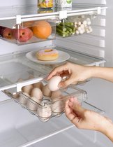 Paddio Eieropbergsysteem - Eierrek koelkast -  Schuiflade - Organizer - Eierdoos - Eiertray - Eieropbergbox - Eieren bewaren - Kunststof - Plastic