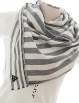 YELIZ YAKAR - Luxe dames colsjaal " Bombast II" - zwart en gebroken wit streep - handmade - designer kleding - trendy col shawl