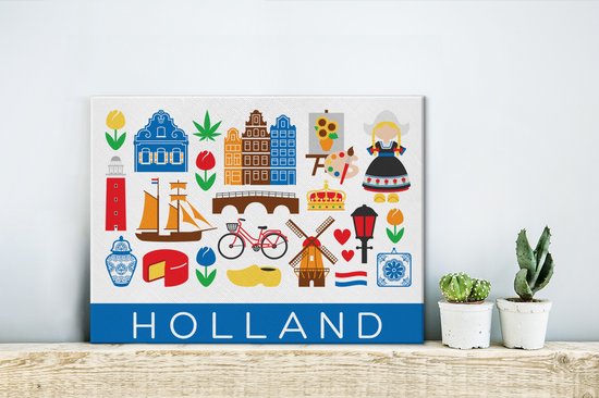 Illustration des symboles qui ont à voir avec les Nederland 40x30 cm - petit - Tirage photo sur toile (Décoration murale salon / chambre)