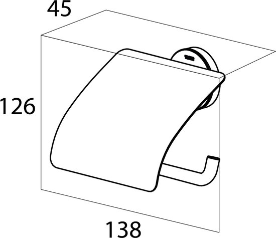 Dimensions d'un porte-rouleau toilette noir mat avec rabat.