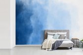 Behang - Fotobehang Waterverf - Ombre - Blauw - Wit - Breedte 390 cm x hoogte 260 cm