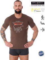 Brubeck Outdoor Wool Pro Wandelshirt Heren - AirBalance T-Shirt met Merinowol - Bruin XXL