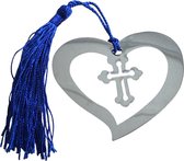 Boekenlegger- hart- kruis-bijbel- communie-vormsel-blauw-Charme Bijoux