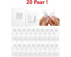Zelfklevende haken 20 Paar / extra stevig dubbelzijdig tape / muur hanger / ophanghaakjes / wand haken / dubbelzijdig schilderij haakjes / fotolijst haakjes / waterproof / zonder gaten ophangen.