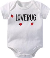 Hospitrix Baby Rompertje met Tekst LOVEBUG| 0-3 maanden |  Korte Mouw | Cadeau voor Zwangerschap