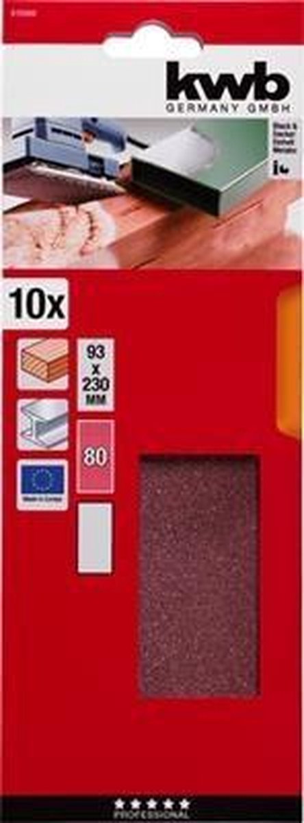 KWB schuurstrook 93 x 230 mm - Korrel 80 - 815080 - 10 stuks