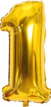 Cijfer ballon 1 jaar Babydouche - Goud Folie helium ballonnen - 100 cm - gouden verjaardag versiering