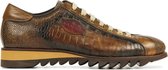 Harris Mannen Leren Croco Lage sneakers / Herenschoenen  2817 croco - Taupe - Maat 40