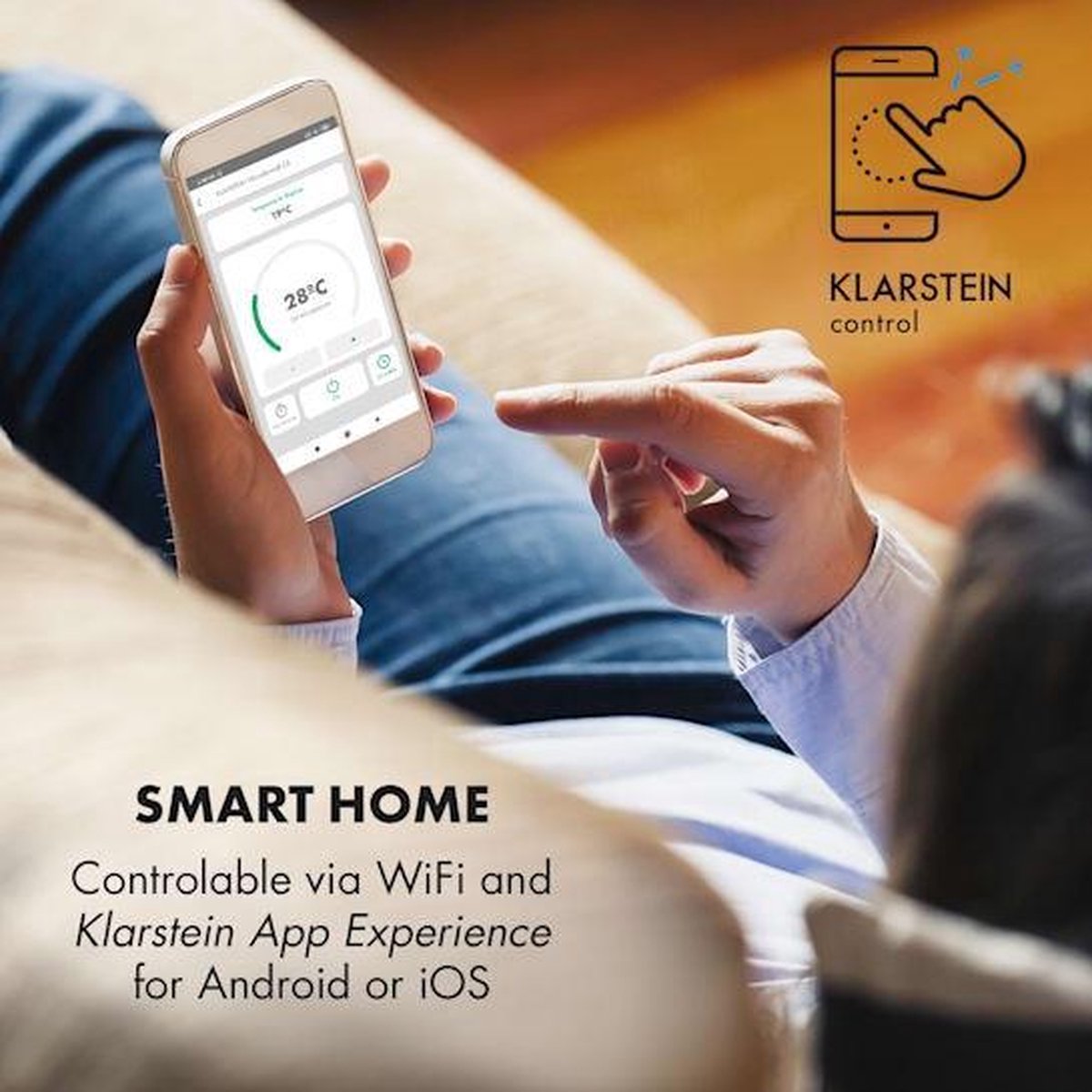 Klarstein Wonderwall Smart - infrarood verwarming - wandverwarming, verwarming, wifi, thermostaat, weektimer, uitschakelfunctie, geschikt voor mensen met allergieën, wit, 60x60cm, 360W
