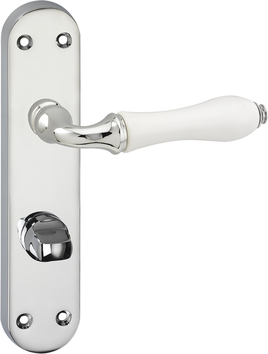 Impresso Perth Deurklink – Deurbeslag – Ovaal – Deurschild met Toiletsluiting – Deurkruk Wit – Chroom