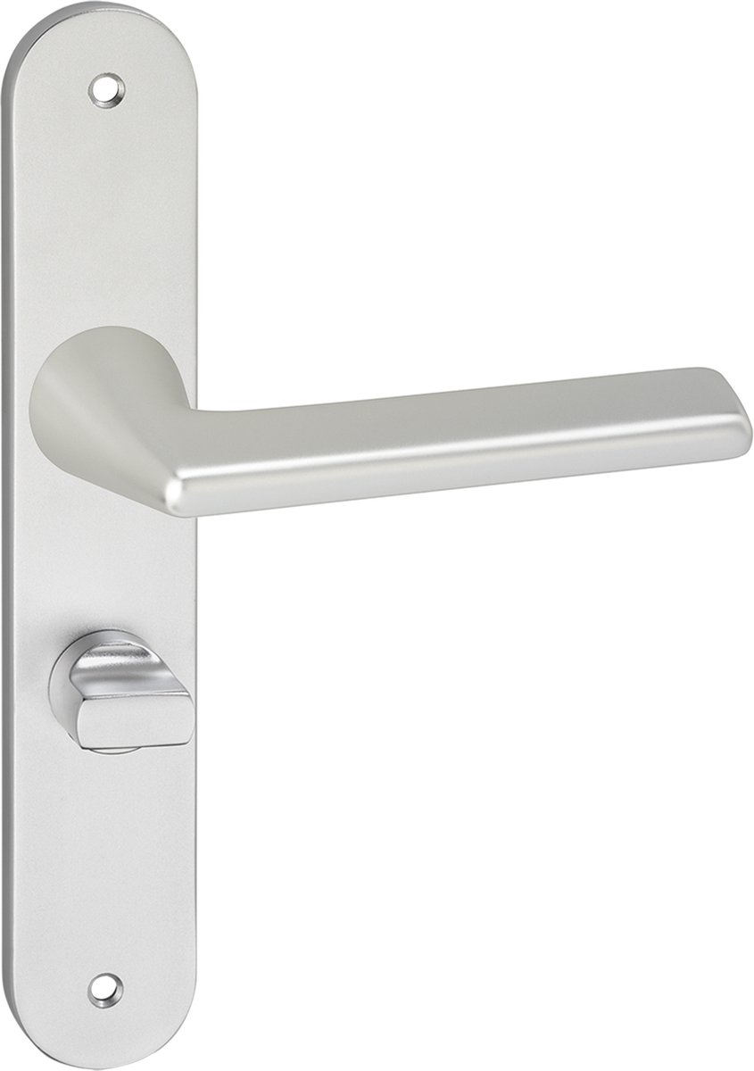 Deurkruk - Impresso Bristol - Voor binnen - Ovaal deurschild met schroeven en toiletsluiting - Aluminium - 2 stuks