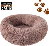 Coooper Donut Hondenmand- Fluffy Hondenmand - 50 cm - S – Bruin – Wasbaar – Pluche