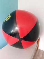 Grote opblaasbare Strandbal 1.4 meter opgeblazen kleuren Rood/Geel/Zwart Eat/Sleep/Rave