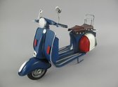 metaalkunst - antieke scooter - blauw - 11 cm hoog