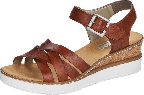 Rieker Sandalen met sleehak cognac - Maat 39 | bol.com