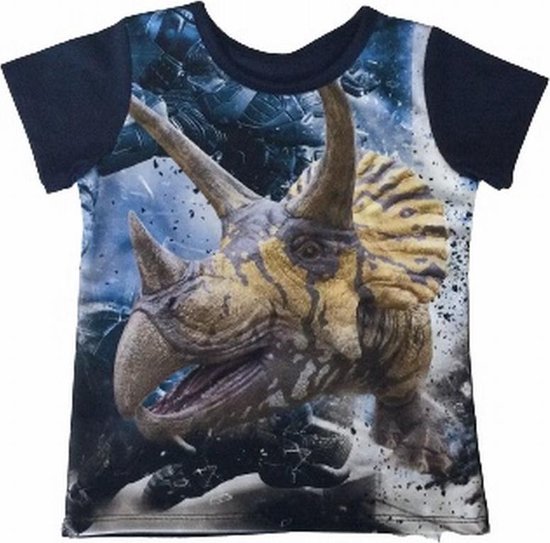 S&C dinosaurus t-shirt - Dino shirt - Triceratops - donkerblauw
