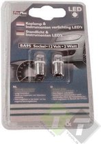 Koplamp en Instrumenten verlichting, LED wit, 12 Volt, 2 Watt, 2 stuks, BA9S