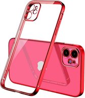iPhone 12 Pro Hoesje – Rood – Red – Luxe – Schokbestendig – Transparant – Silicone  – Cover –  Backcover - Clear - Geschikt voor Apple – Case – Shockproof - Bescherming – Smartphone –  Telefo