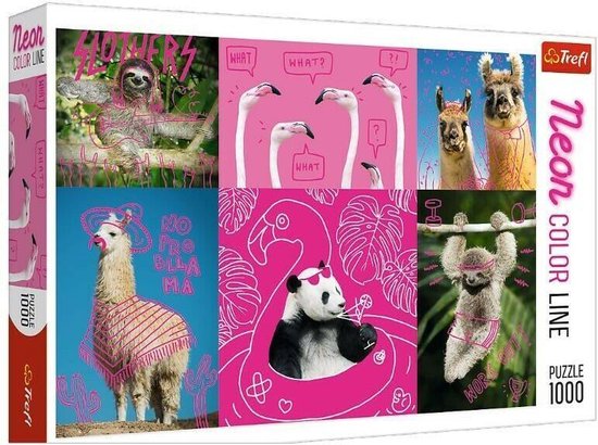 Neon Crazy Animals, 1000 stukjes Puzzel