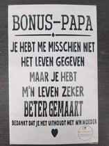 Tekstbord bonus papa wit