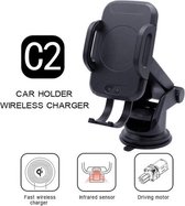 C2 Auto houder draadloze oplader Draadloze oplader Autohouder Verstelbare ontluchter Telefoonhouder iPhone - smartphone - Telefoon