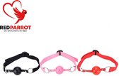 Roze Gag bal | Gagball | SM | BDSM | Mondknevel | Plastic bal | Leren afwerking | Verstelbaar | Mond knevel