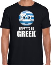 Griekenland emoticon Happy to be Greek landen t-shirt zwart heren 2XL
