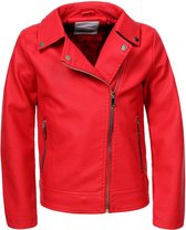 Meisjes jas - jack - leer - rood - maat 146/152