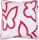 In The Mood Contour Butterfly Kussen 50 x 50 cm - Div Kleuren - 2 stuks - Ivoor / Rood