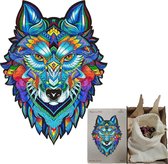 Industor® - Houten wolf jigsaw puzzle A3- Dierenfiguur puzzels - Houten dieren puzzel - Educatieve puzzel in verschillende kleuren - Ontspanning & relaxen - Volwassenen en kinderen