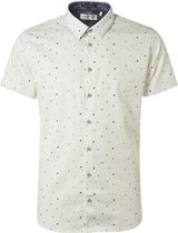 NO-EXCESS Overhemd All Over Printed Satin Short Sleeve Shirt 96490413 White 010 Mannen Maat - XL