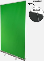 Green screen Roll-up banner Deluxe | 100 cm x 200 cm | inclusief draagtas| Greenscreen banner | Zwarte blockout achterkant
