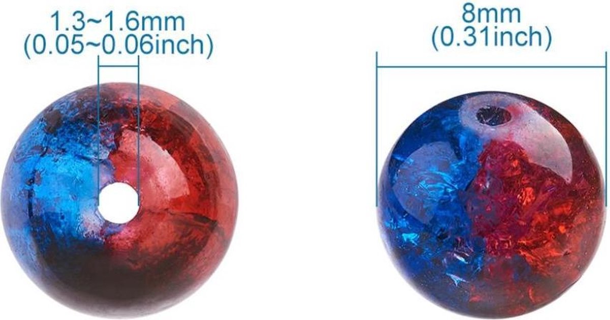 Fako Bijoux® - DIY Glas Kralen Set - Glaskralen "Duo Crack" - Glasparels - Sieraden Maken Kit - Zelf Sieraden Maken - 8mm - 375 Stuks — afbeelding 3