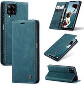 Caseme Samsung Galaxy A12 Retro Wallet Case Hoesje - Blauw