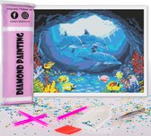 Diamond Painting 30 x 40 Dolfijnen en vissen - Pakket voor Volwassen en Kinderen met Ronde Steentjes – Volledig Inclusief Accessoires - Pen - Schudbakje - Wax - Pincet