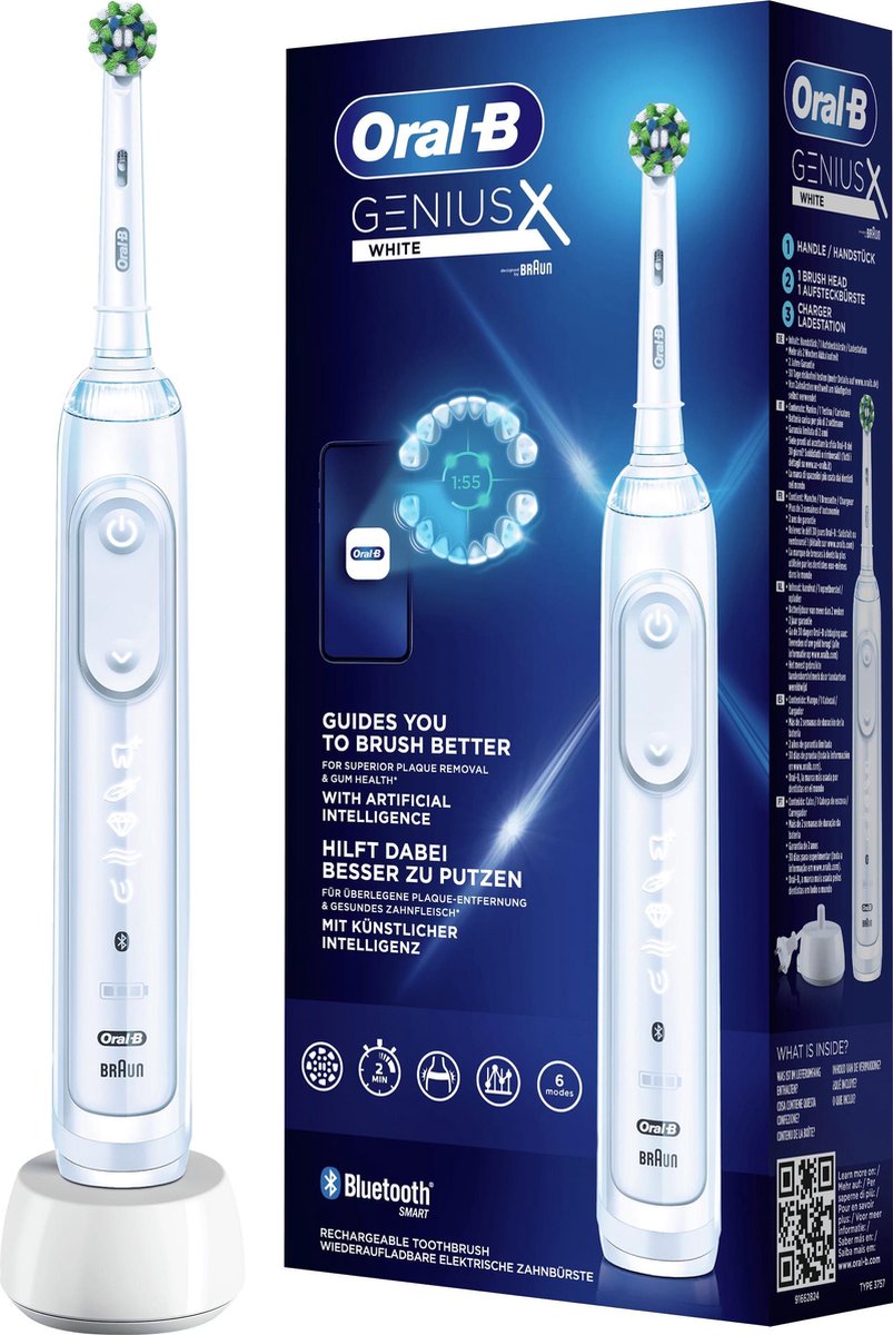 Oral-B Genius X - Wit - Elektrische Tandenborstel - Ontworpen Door Braun - 1 Handvat en 1 opzetborstel - Oral B