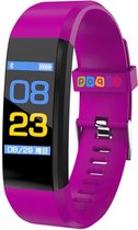 Smart Sport Horloge 115 Plus - Horloge - Hardloop Armband - Stappenteller - Hartslagmeter - Bloeddrukmeter - Activity Tracker - Bluetooth - Waterdicht - Paars