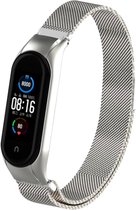 Milanees Smartwatch bandje - Geschikt voor  Xiaomi Mi Band 5 Milanese band - zilver - Horlogeband / Polsband / Armband