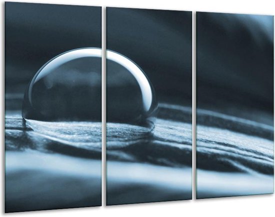 GroepArt - Schilderij -  Macro - Blauw - 120x80cm 3Luik - 6000+ Schilderijen 0p Canvas Art Collectie
